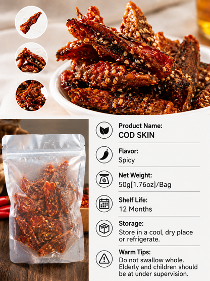 🌶️Premium Crispy Spicy Cod Skin Snack | Crunchy Seafood Chips-Will