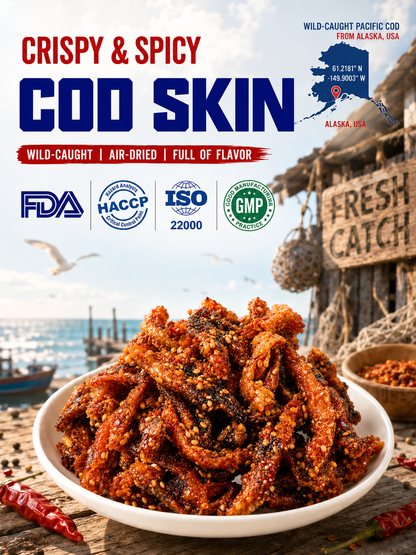 🌶️Premium Crispy Spicy Cod Skin Snack | Crunchy Seafood Chips-Will